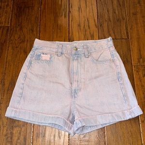 American Eagle Pink-tinted Denim Mom Shorts